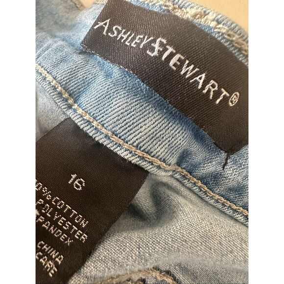 Ashley Stewart Women's Light Blue Lace Up Flare Wide Leg Denim Jeans Size 16 - Picture 9 of 9